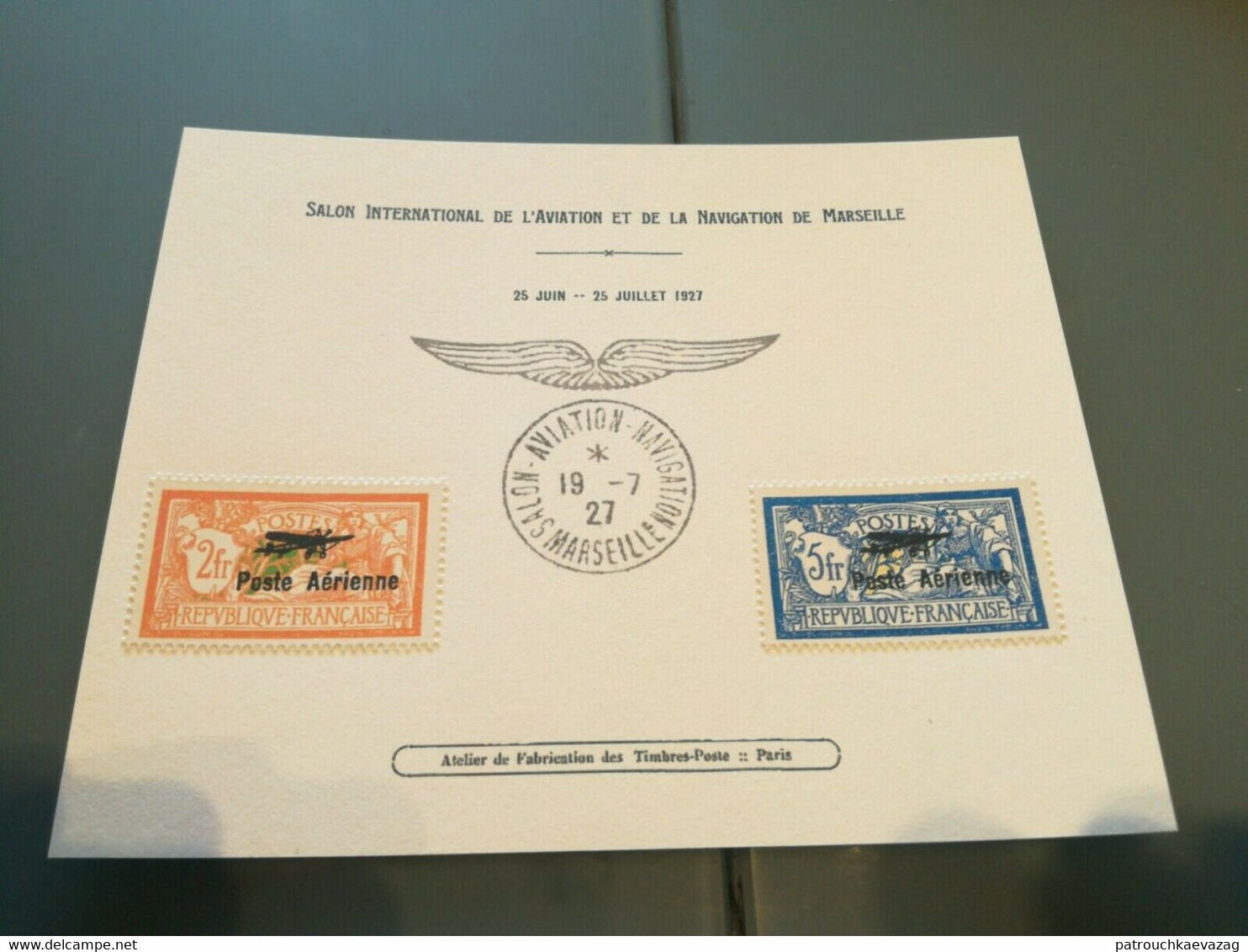 Carte 1er Salon International Aviation, Navigation De 1927 Marseille Avec FAUX PA N° 1 & 2** - Cartas & Documentos