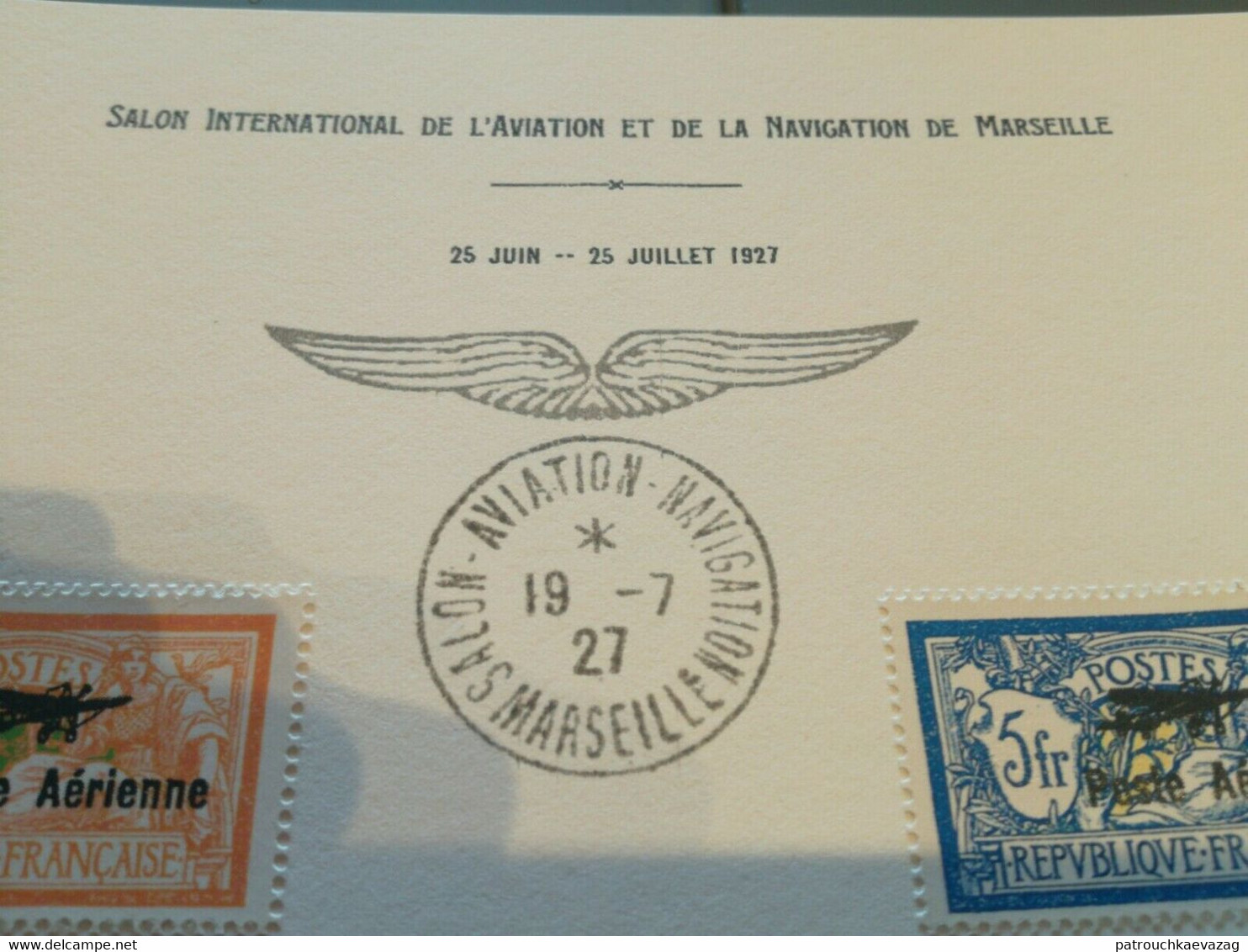 Carte 1er Salon International Aviation, Navigation De 1927 Marseille Avec FAUX PA N° 1 & 2** - Cartas & Documentos