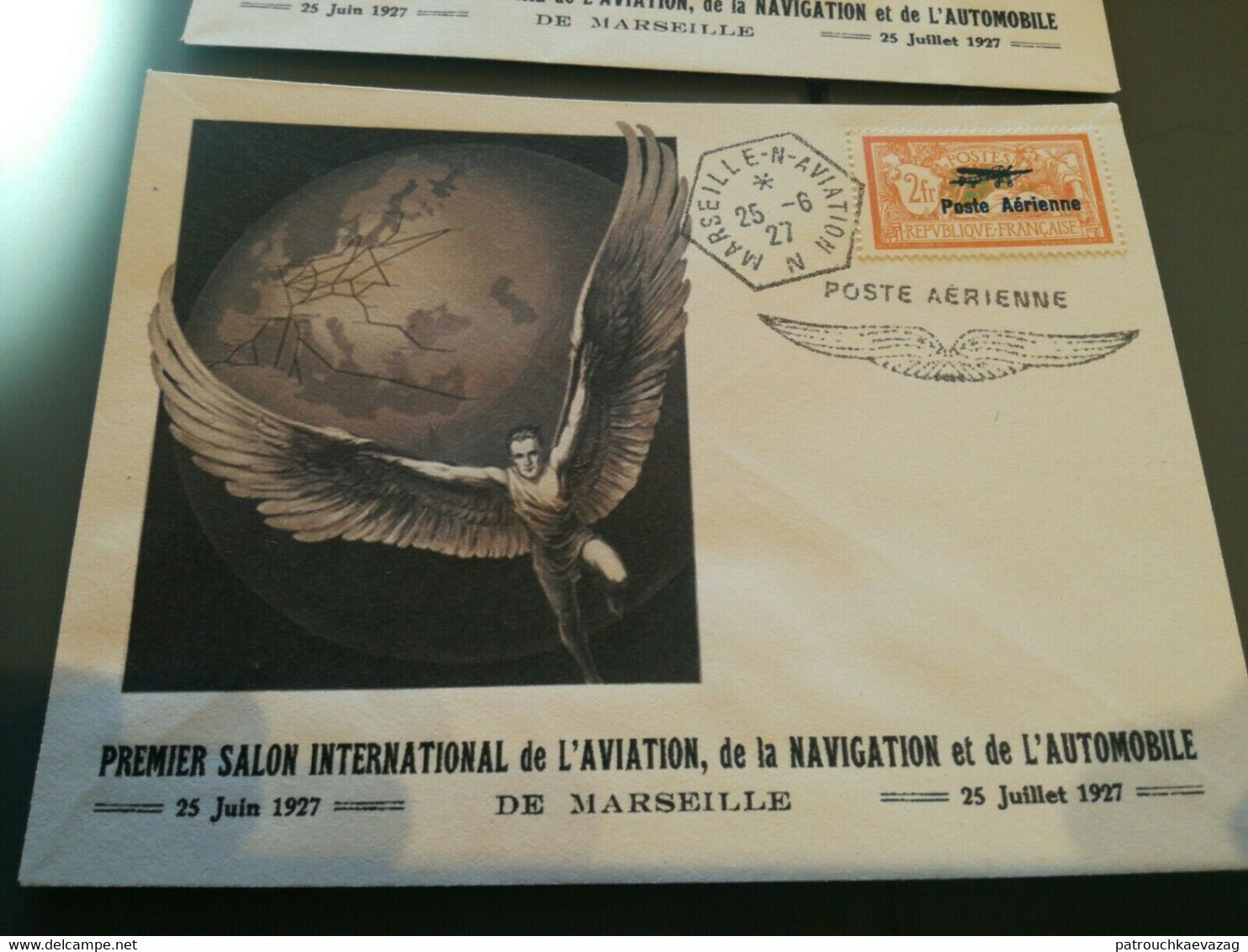 Enveloppe Avec Faux PA N° 2  Au 1er Salon International De L'Aviation, Navigation, Auto à MARSEILLE 1927 - 1927-1959 Covers & Documents