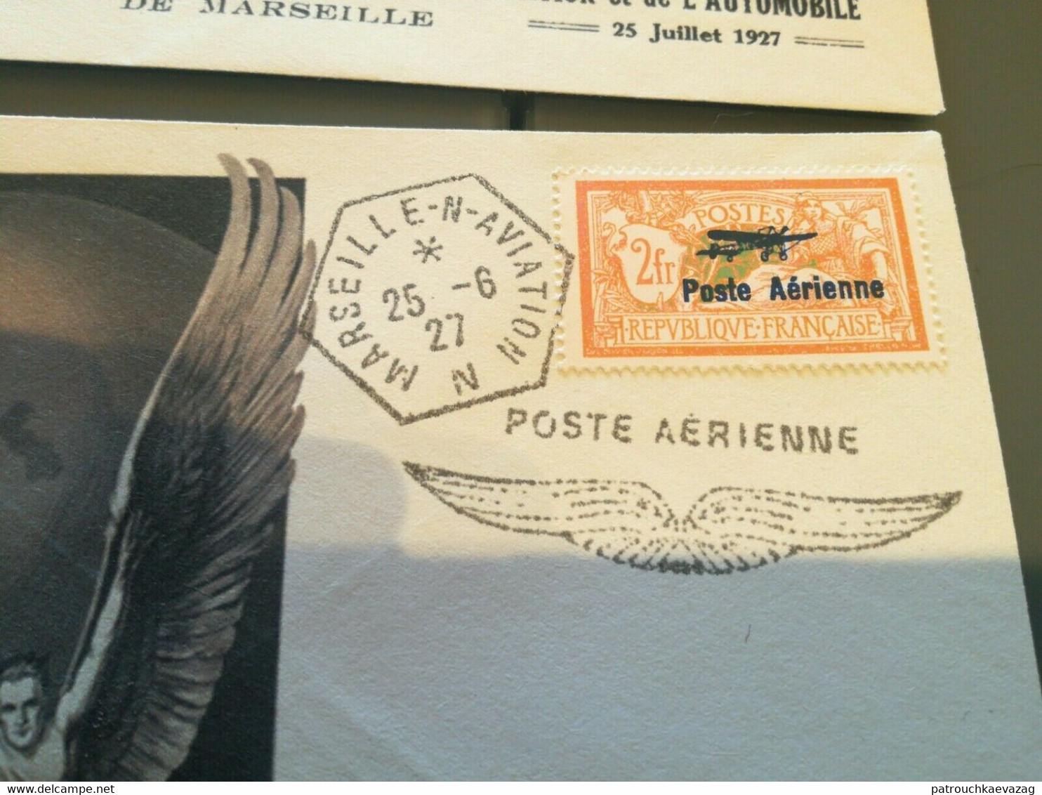Enveloppe Avec Faux PA N° 2  Au 1er Salon International De L'Aviation, Navigation, Auto à MARSEILLE 1927 - 1927-1959 Covers & Documents