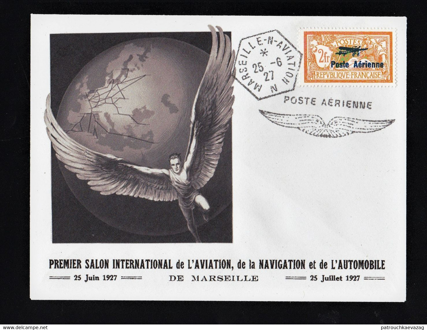 Enveloppe Avec Faux PA N° 2  Au 1er Salon International De L'Aviation, Navigation, Auto à MARSEILLE 1927 - 1927-1959 Covers & Documents