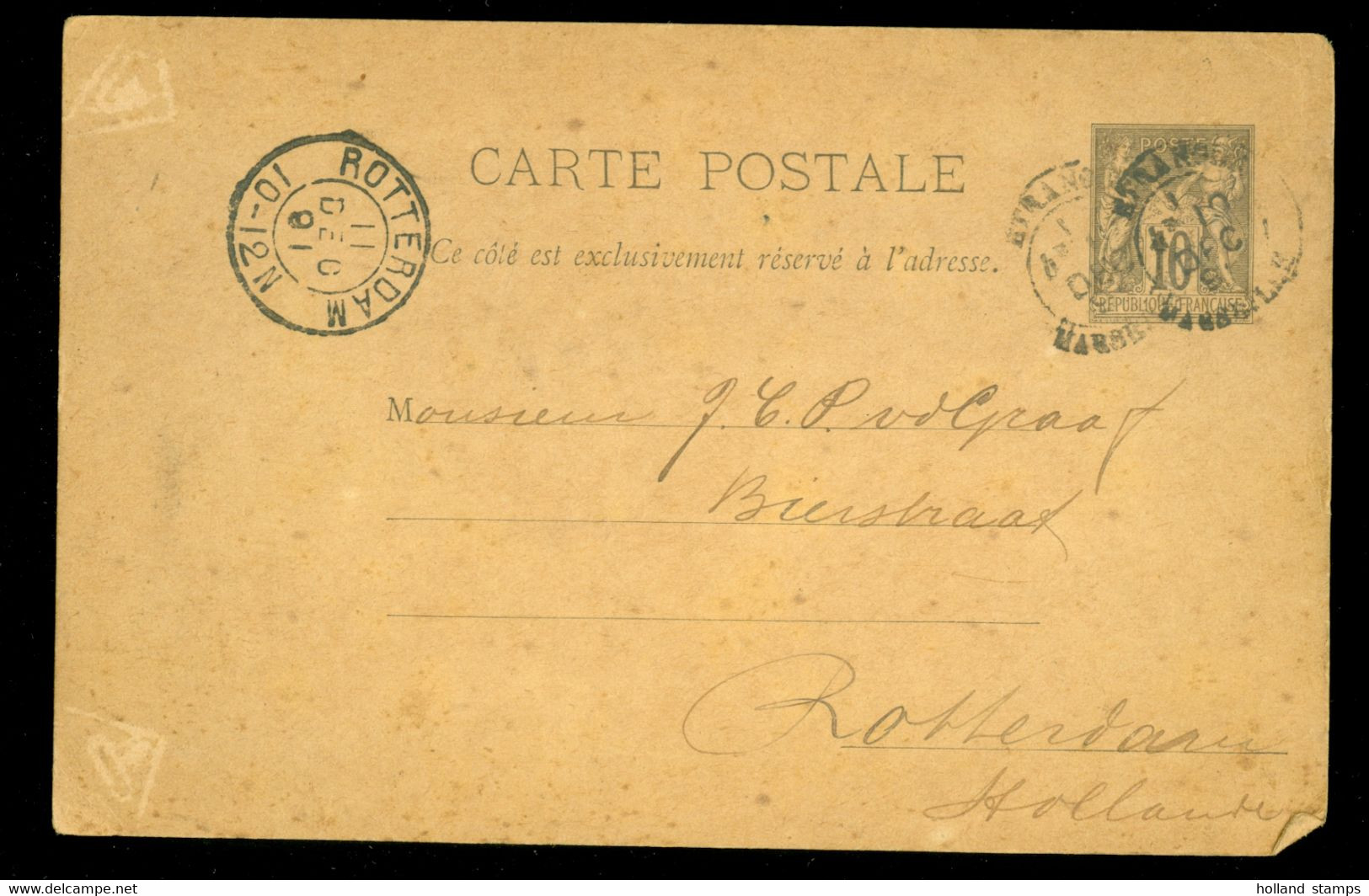 FRANKRIJK * FRANCE  * CARTE POSTALE Uit 1891 Van MARSEILLE Naar ROTTERDAM   (11.873d) - PAM