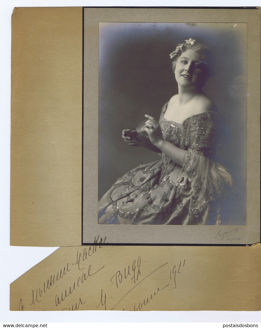 Cx19) France Opera Soprano Madeleine Bugg Photo Et Autographe Dedié A Cecil Mackee A Lisbonne - Autographs