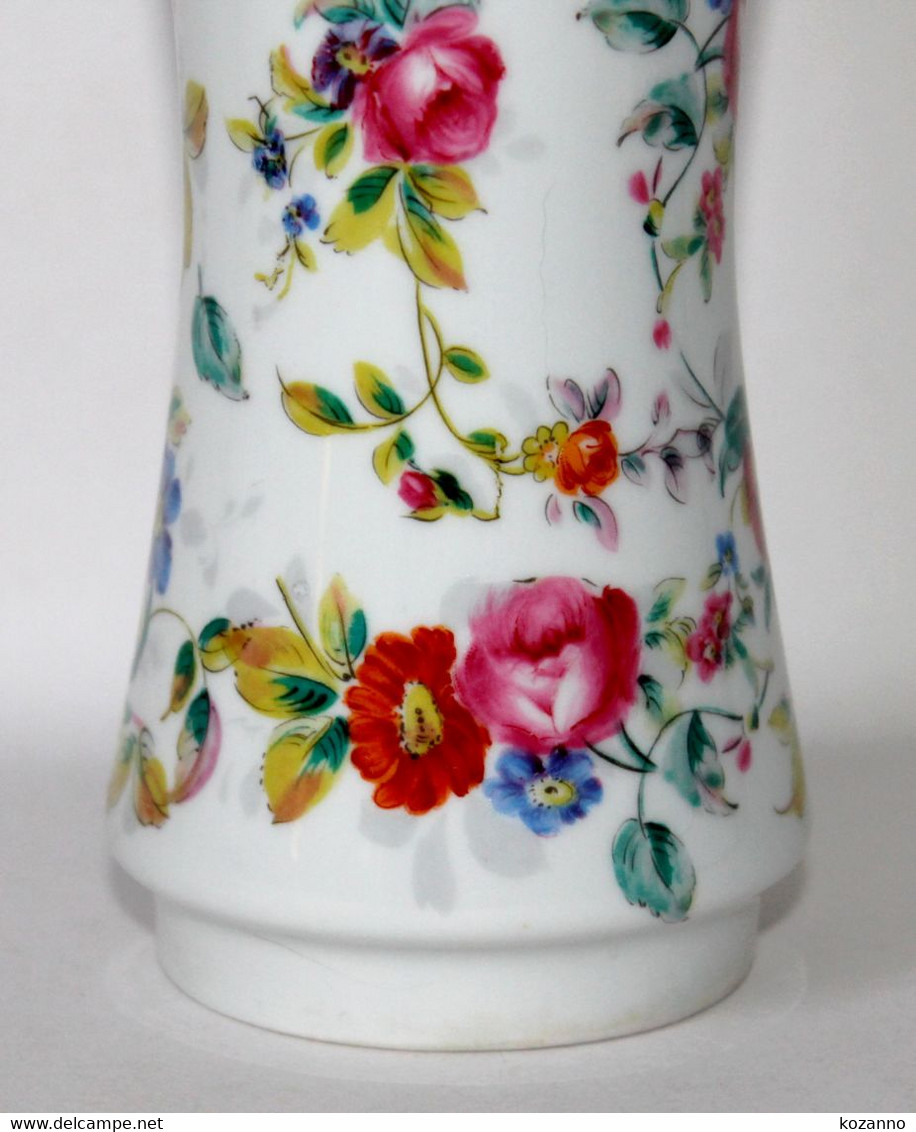 MAGNIFIQUE VASE BAVARIA FORME DIABOLO PORCELAINE DECOR FLORAL - 18,5x9cm - NEUF - Bavaria (DEU)