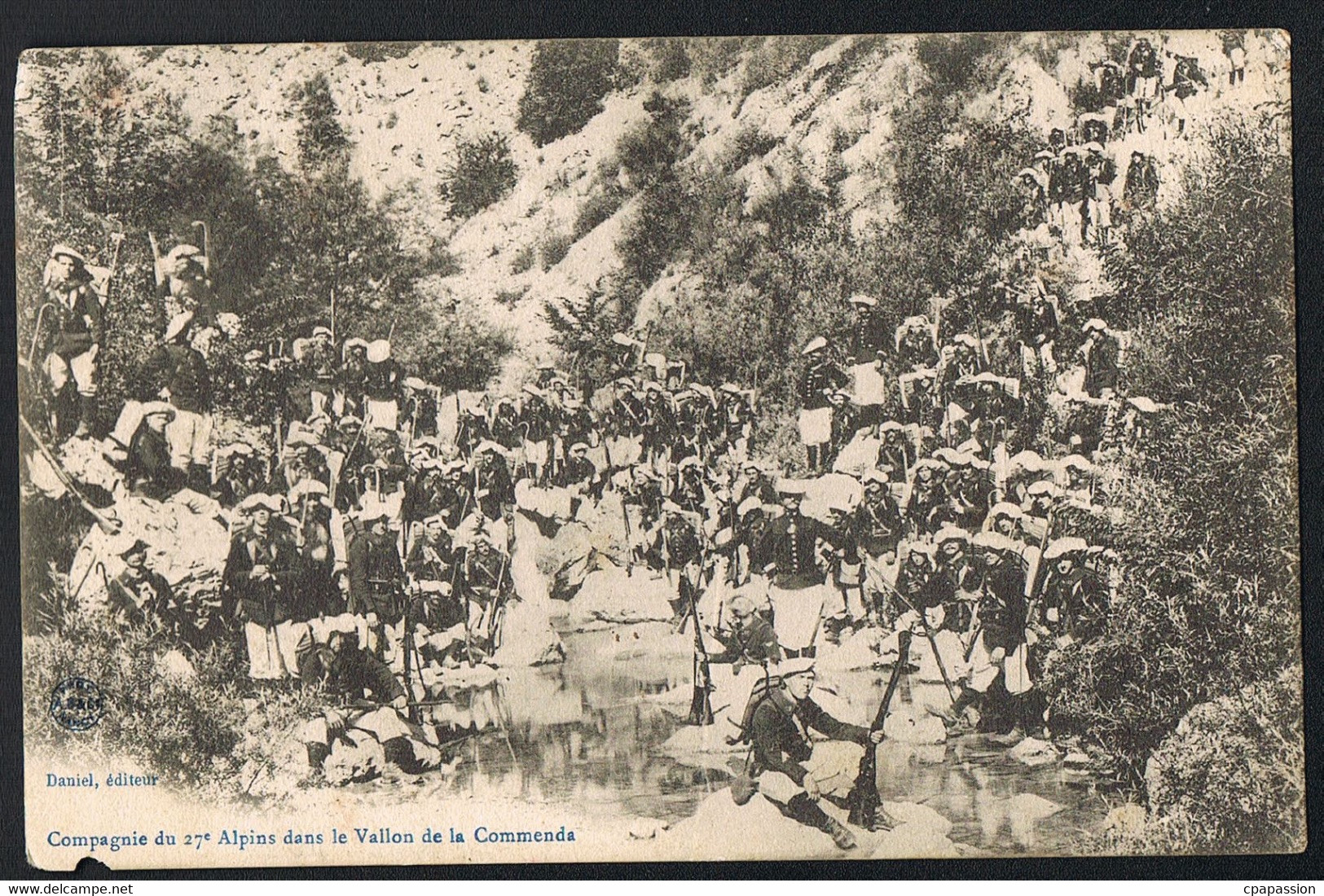 MILITARIA- Compagnie Du 27° Alpins Dans Le Vallon De La Commenda- Hautes-Alpes- Circulée 1904-Timbre - Regimientos