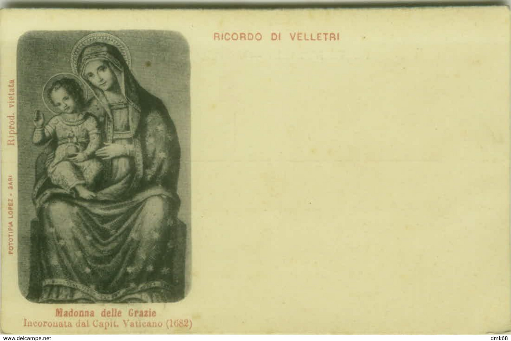 VELLETRI - MADONNA DELLE GRAZIE - EDIZ. FOTOTIPIA LOPEZ - 1900s  (7126) - Velletri