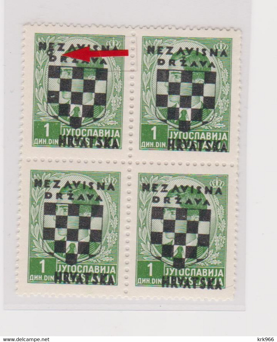 CROATIA WW II, 1941 1 Din, Circle,nice Error,MNH - Croatia