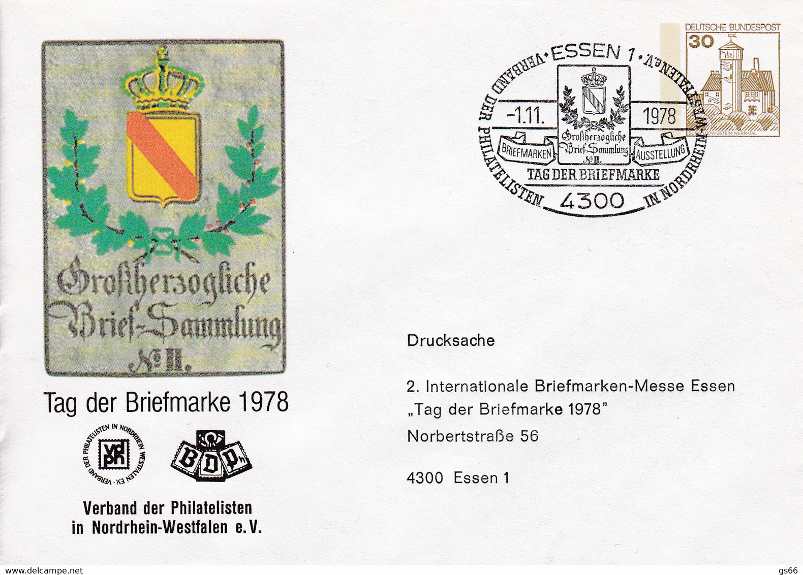 BRD, PU 108 C1/016a,  BuSchl. 30, Tag Der Briefmarke 1978, Verband NRW - Private Covers - Used