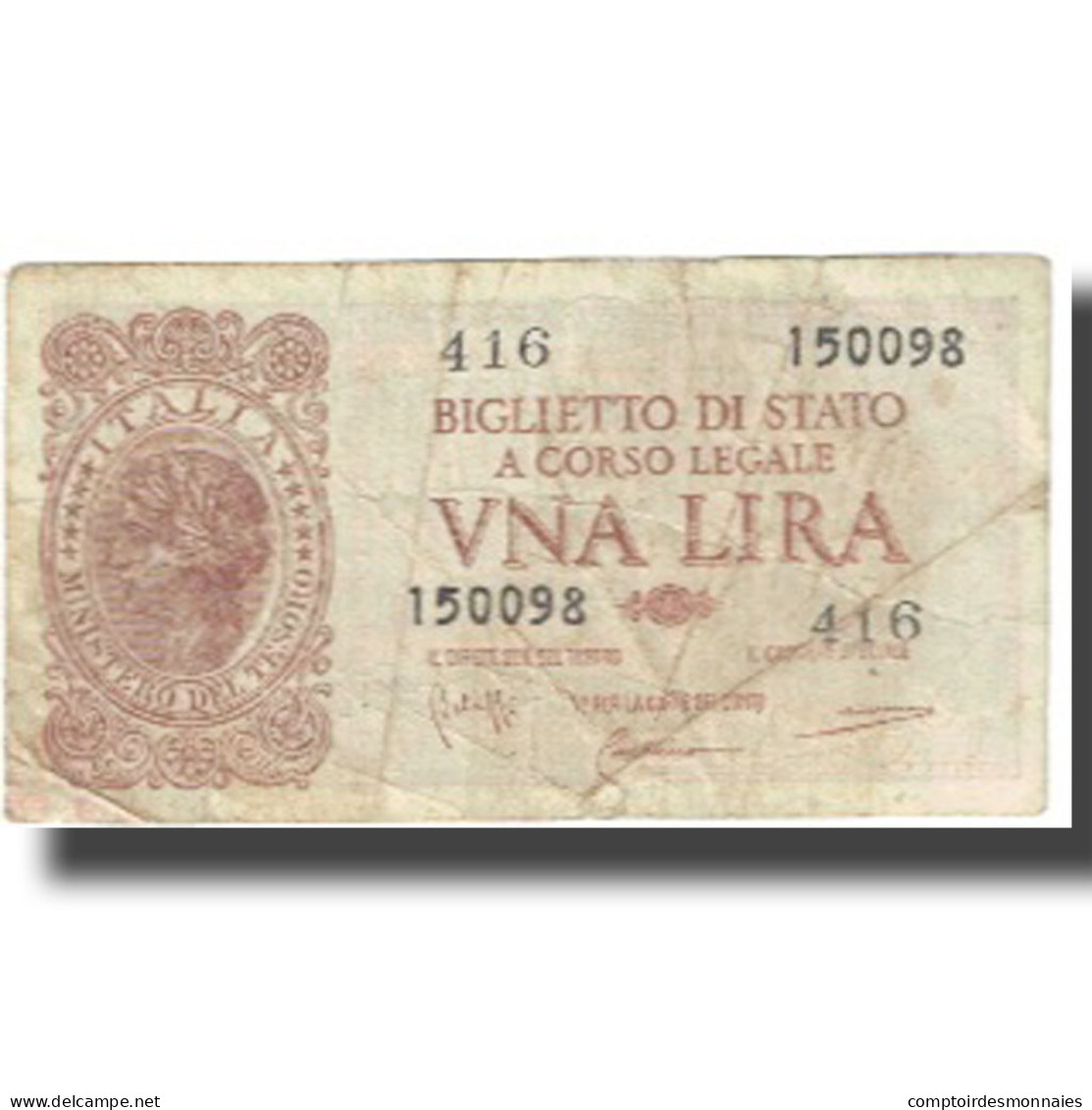 Billet, Italie, 1 Lira, 1944, 1944-11-23, KM:29a, TB - Regno D'Italia – 1 Lire