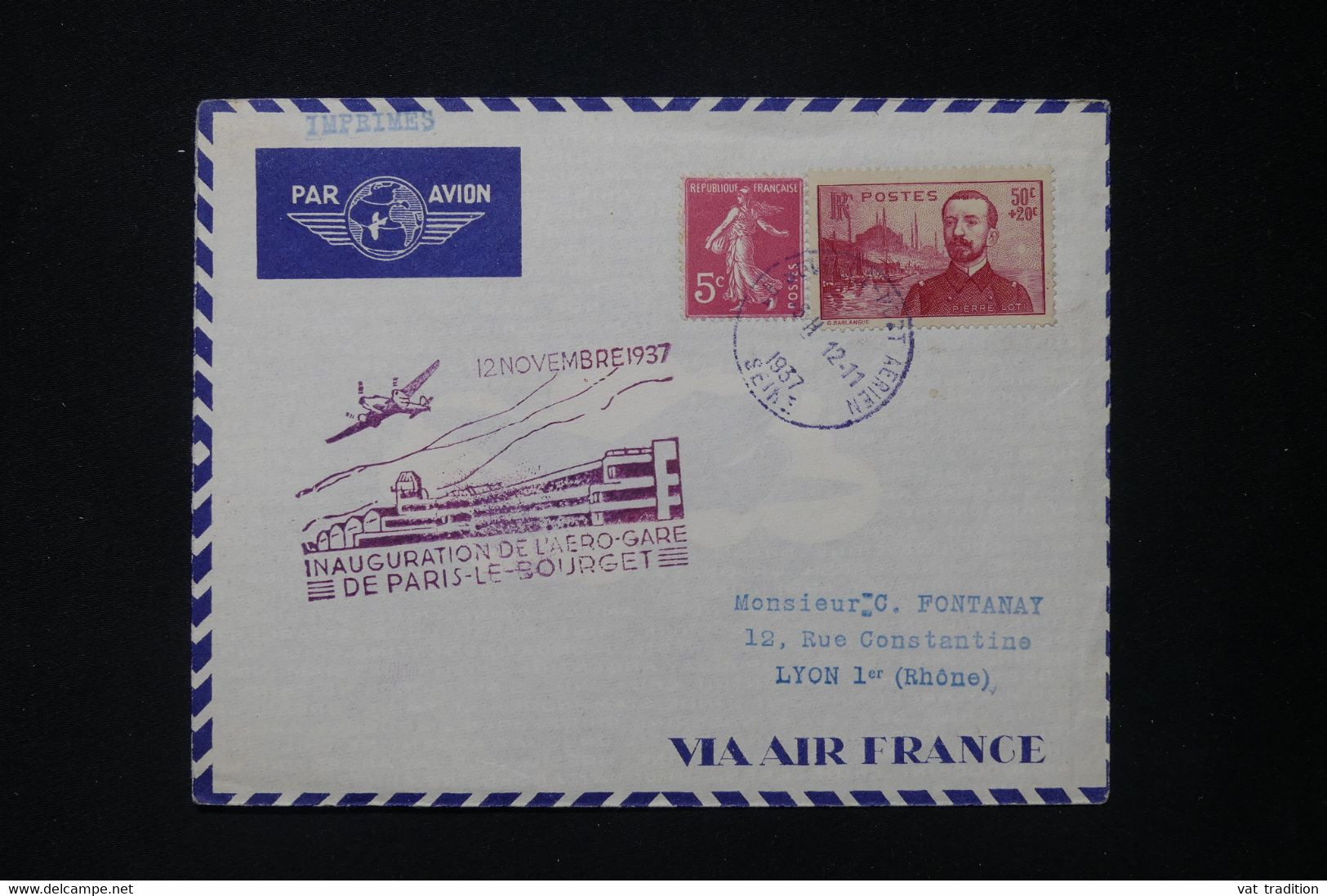 FRANCE - Cachet De L 'Inauguration De L 'Aéro Gare Du Bourget En 1937 Sur Enveloppe Pour Lyon - L 83763 - 1960-.... Brieven & Documenten