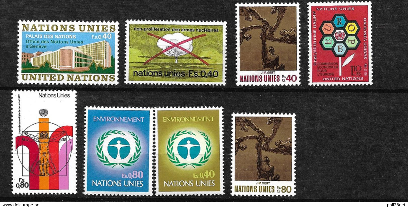 ONU Genève N°22  à  29 Neufs *  *  TB =MNH  VF   - Ongebruikt