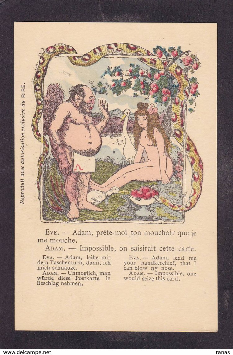 CPA Faivre Abel Les Maitres De L'humour Non Circulé Coloriée à La Main  Non Circulé Le Rire Satirique Adam Et Eve - Faivre