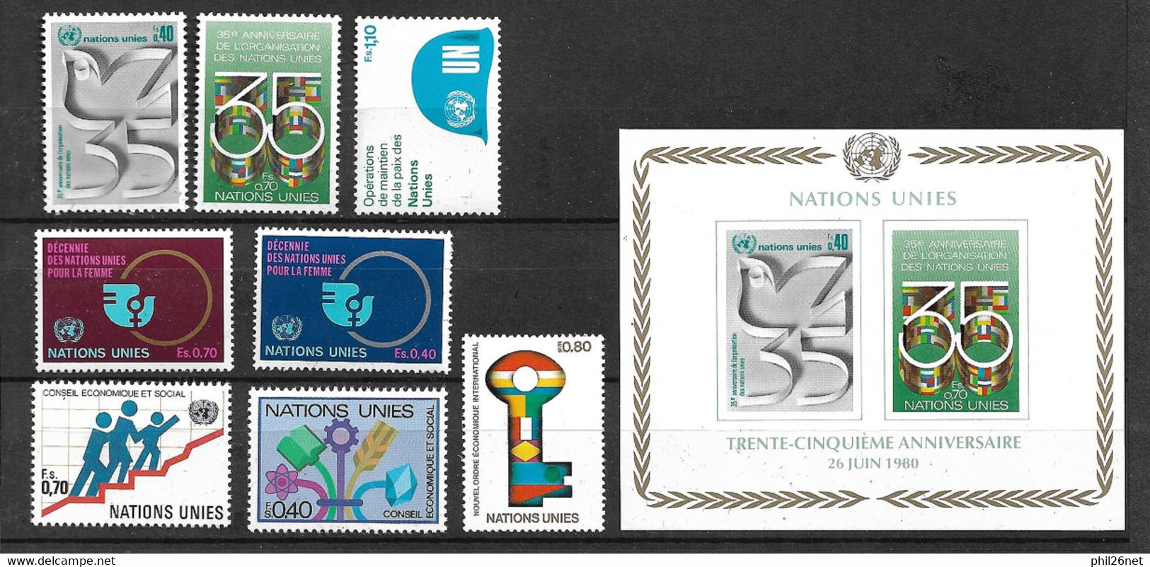 ONU Genève N° 88 à 95 & Bloc 2 Neufs * * TB =MNH  VF à La Faciale De 1980  Moins 20 %     Les  Moins Chers Du Site ! ! ! - Neufs