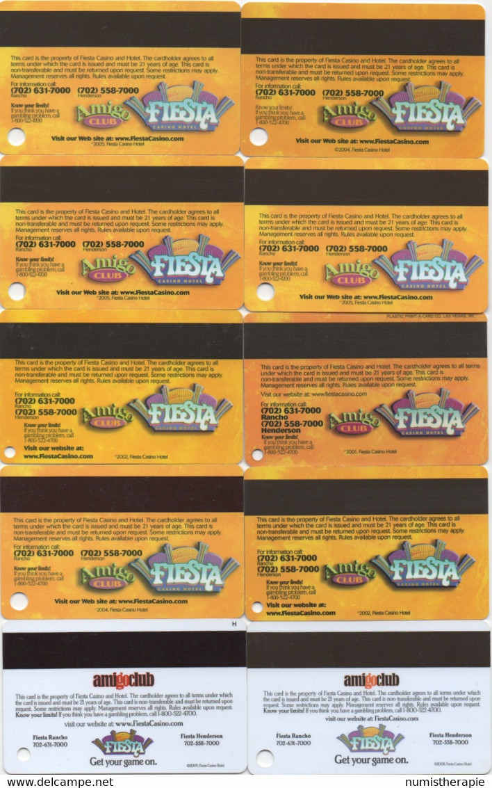 Lot De 10 Cartes : Fiesta Casino : Henderson & Rancho NV - Tarjetas De Casino