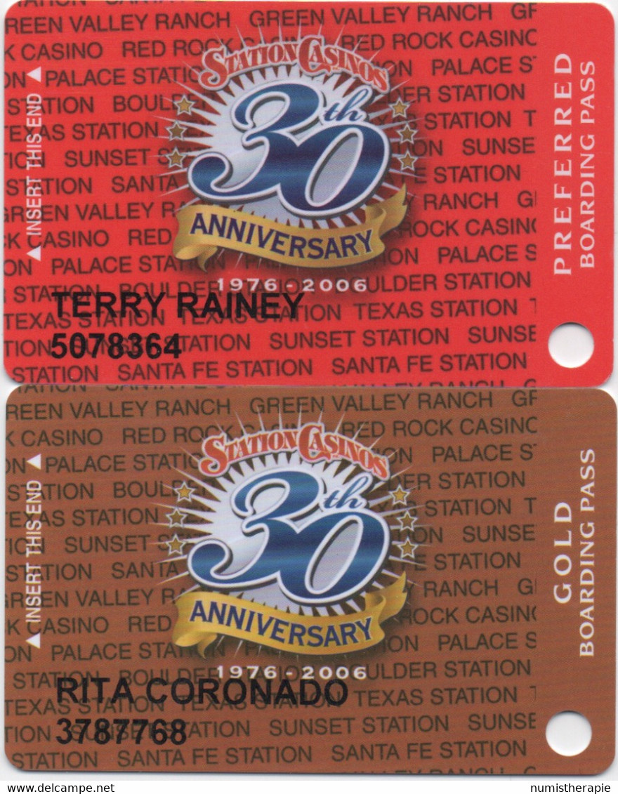 Lot De 2 Cartes Casino : 7 Station Casinos 30th Anniversary 1976-2006 - Tarjetas De Casino