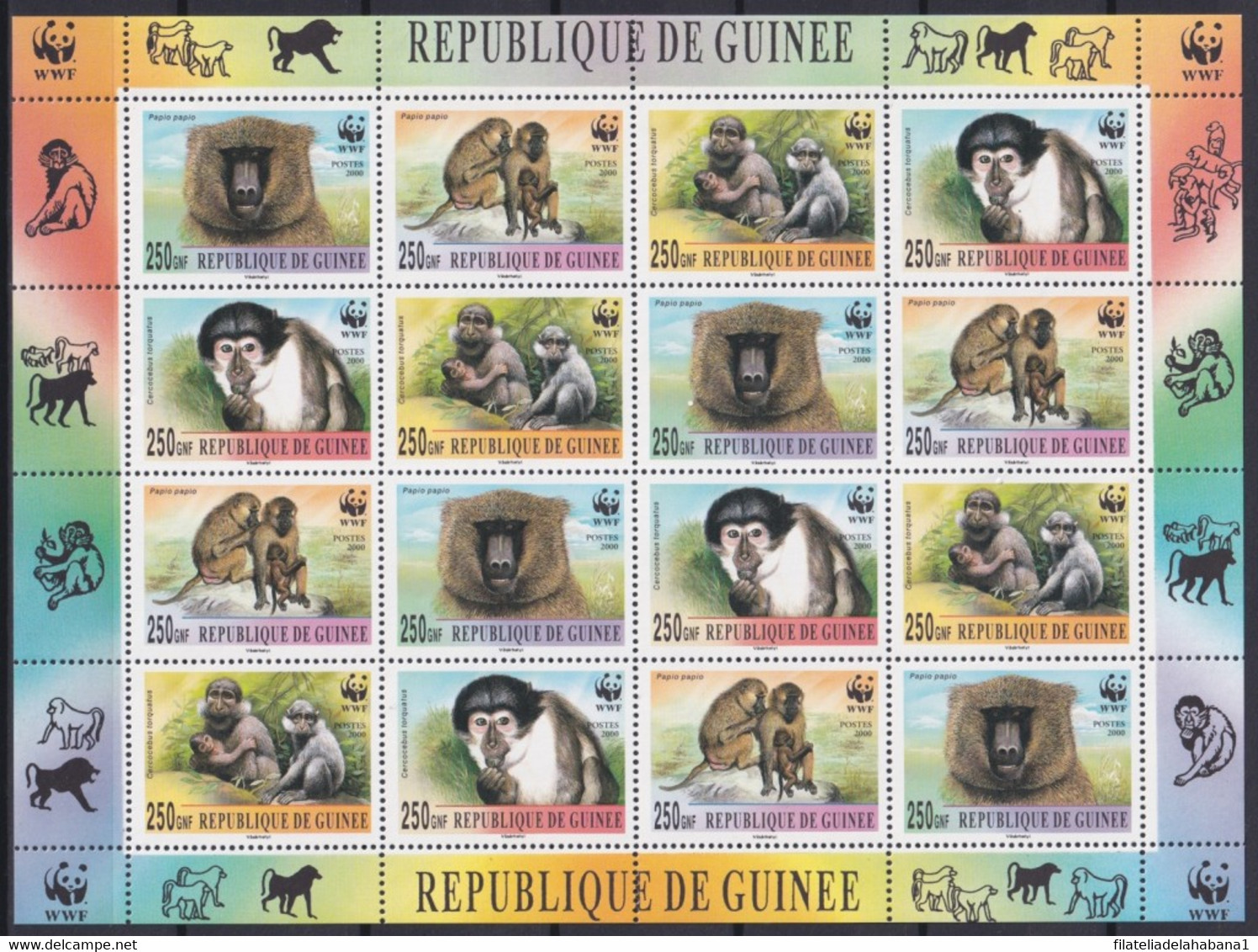 F-EX20062 GUINEE GUINEA MNH 1989 WWF MONKEY SHEET. - Chimpanzés