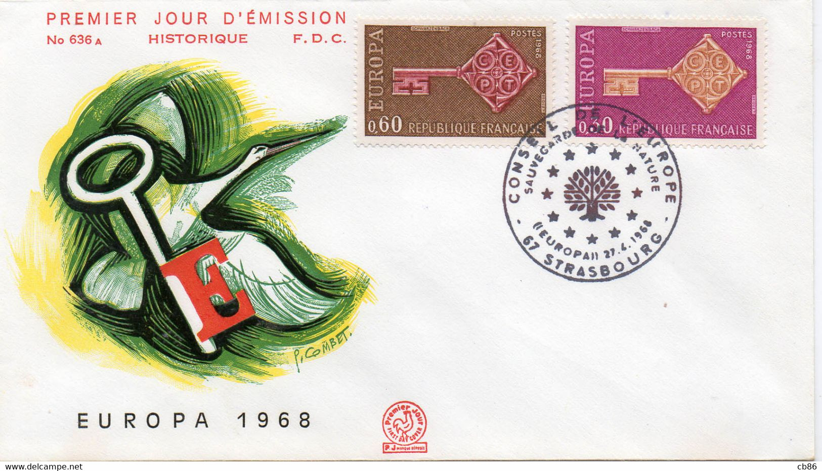 Premier Jour N° 1556 Et 1557 Europa 27/04/1968 Strasbourg édition Coq - 1960-1969