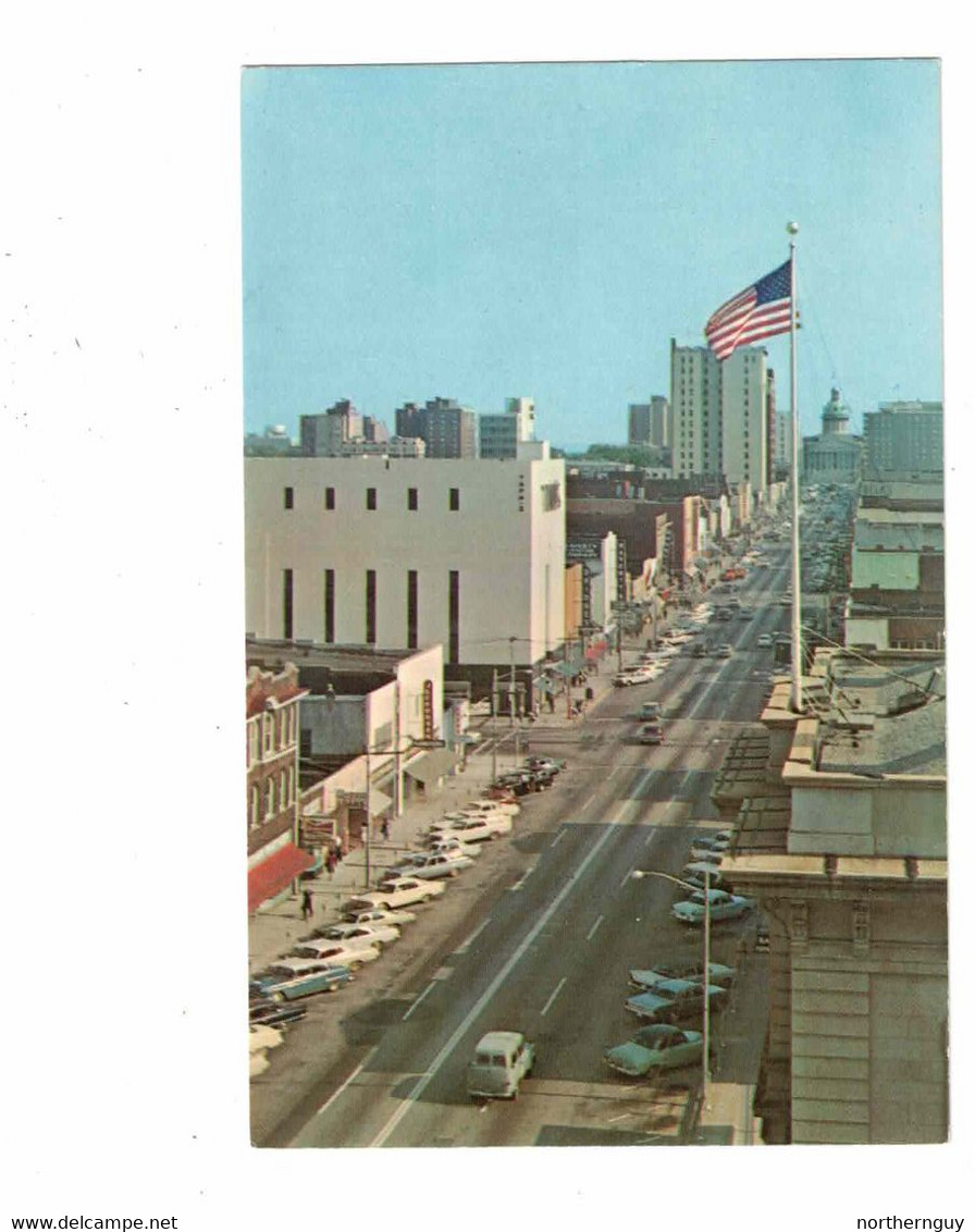 COLUMBIA, South Carolina, USA, BEV Of Main Street & Stores, 1950's Cars, 1970 Chrome Postcard - Columbia