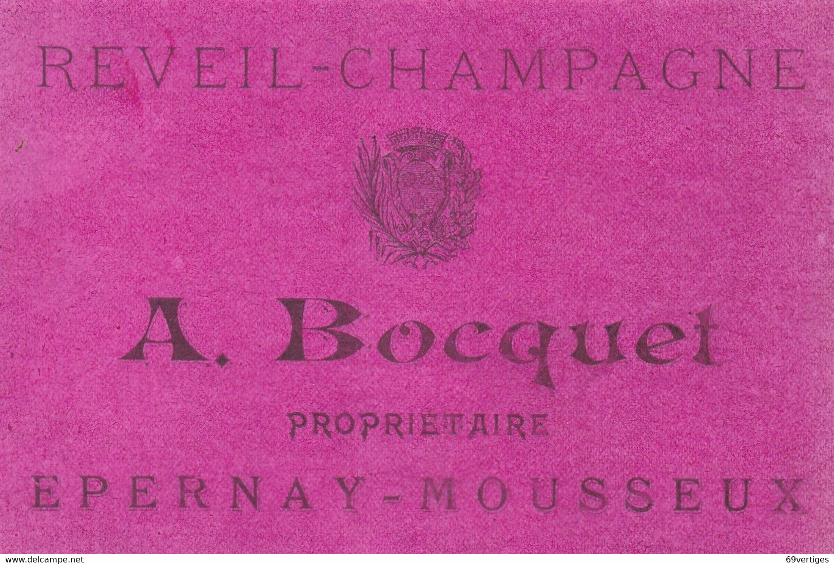 "REVEIL CHAMPAGNE", Epernay Mousseux, A.Bocquet, Propriétaire - Champagne