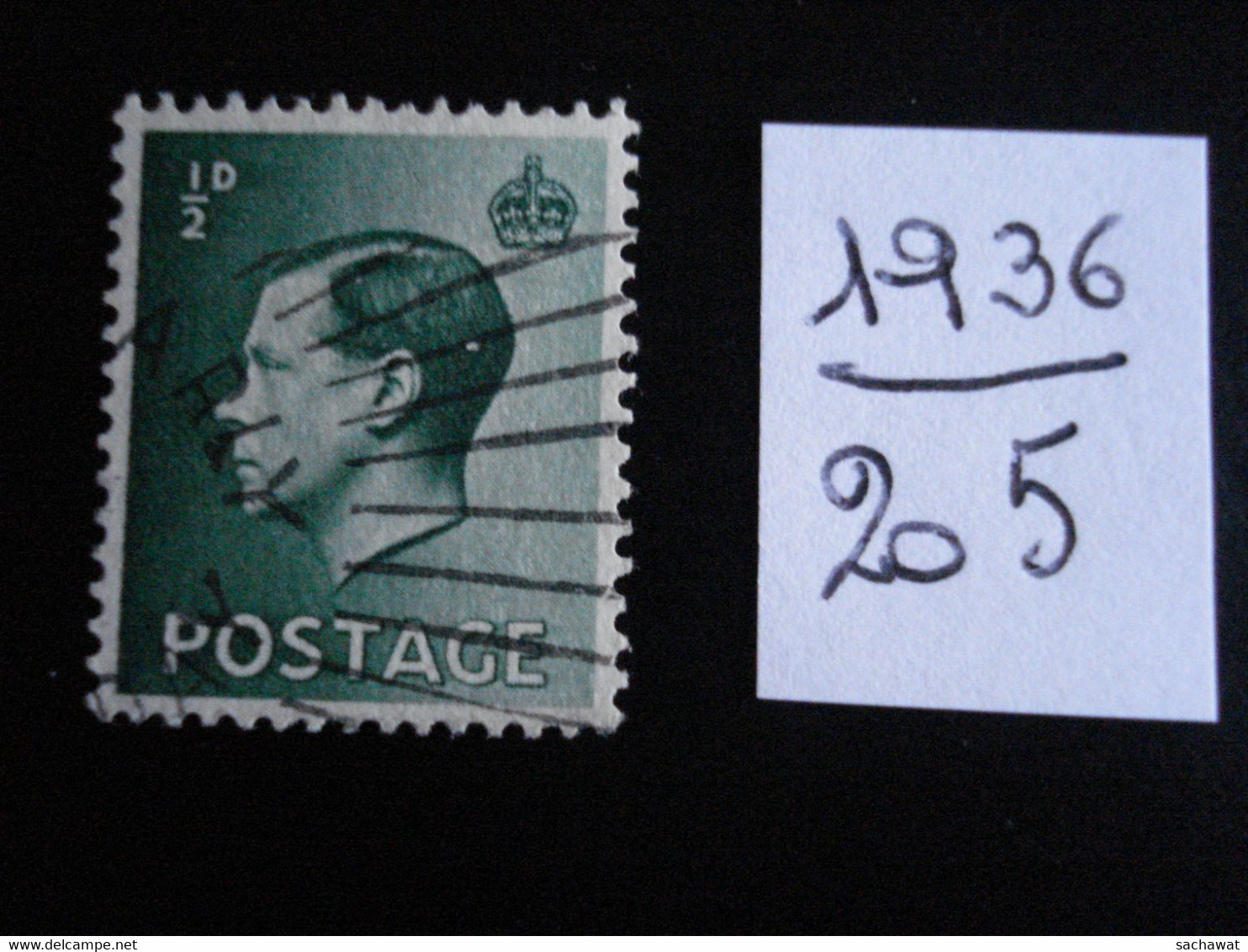 Grande-Bretagne 1936 - Edouard VII  1/2 P Vert - Y.T. 205 - Oblitéré - Used - Gestempeld. - Gebraucht