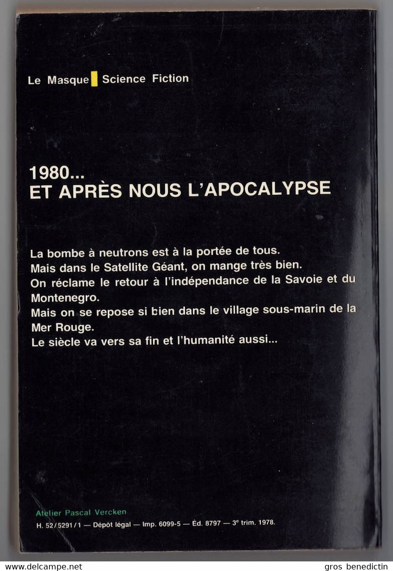 Le Masque Science Fiction N°78 - Olivier Sprigel - "Lendemains Incertains" - 1978 - &Ben&Mask&SF - Le Masque SF