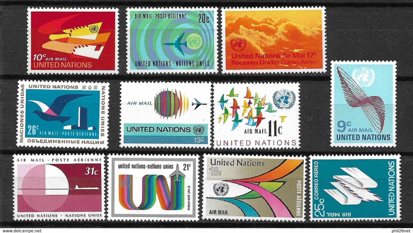 ONU New York Poste Aérienne N°  10;13 Et 15 à 23    Neufs * * TB =MNH VF  - Luftpost