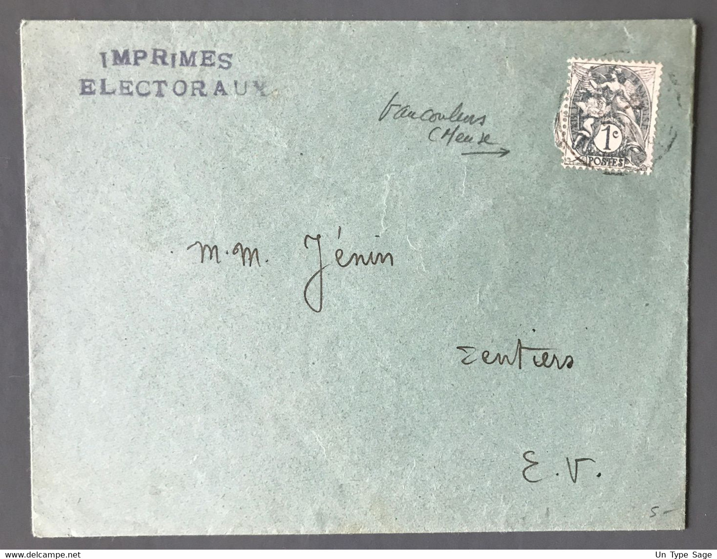 France N°107 Sur Enveloppe - Tarif Imprimés Electoraux - (C2050) - 1877-1920: Periodo Semi Moderno