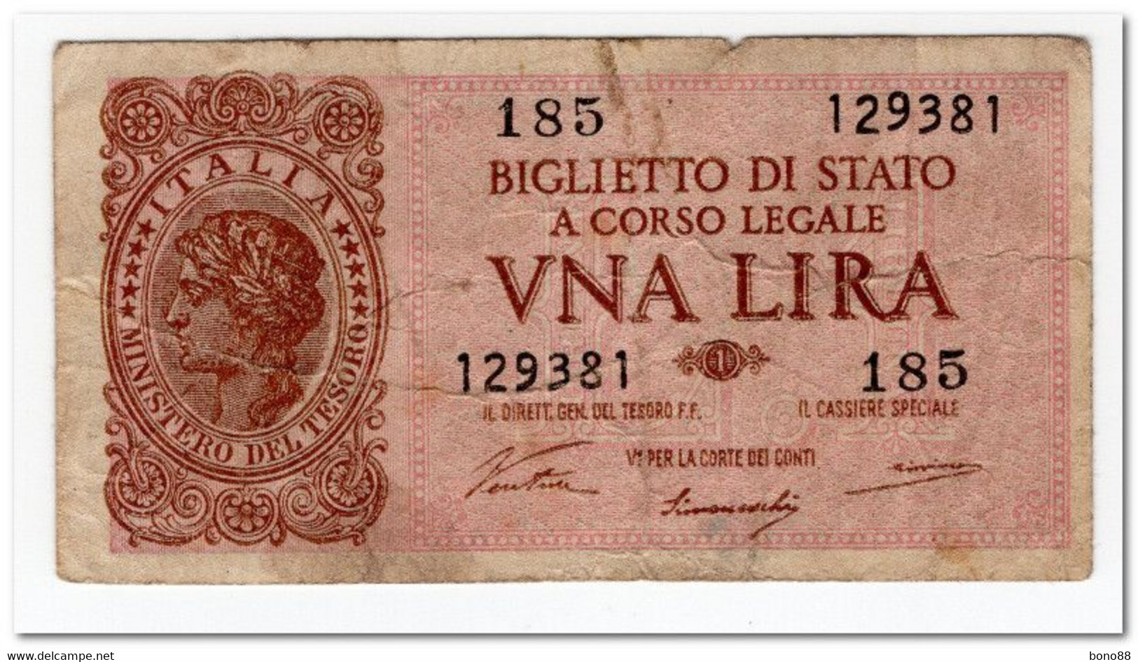 ITALY,1 LIRA,1944,P.29a,FINE - Italia – 1 Lira