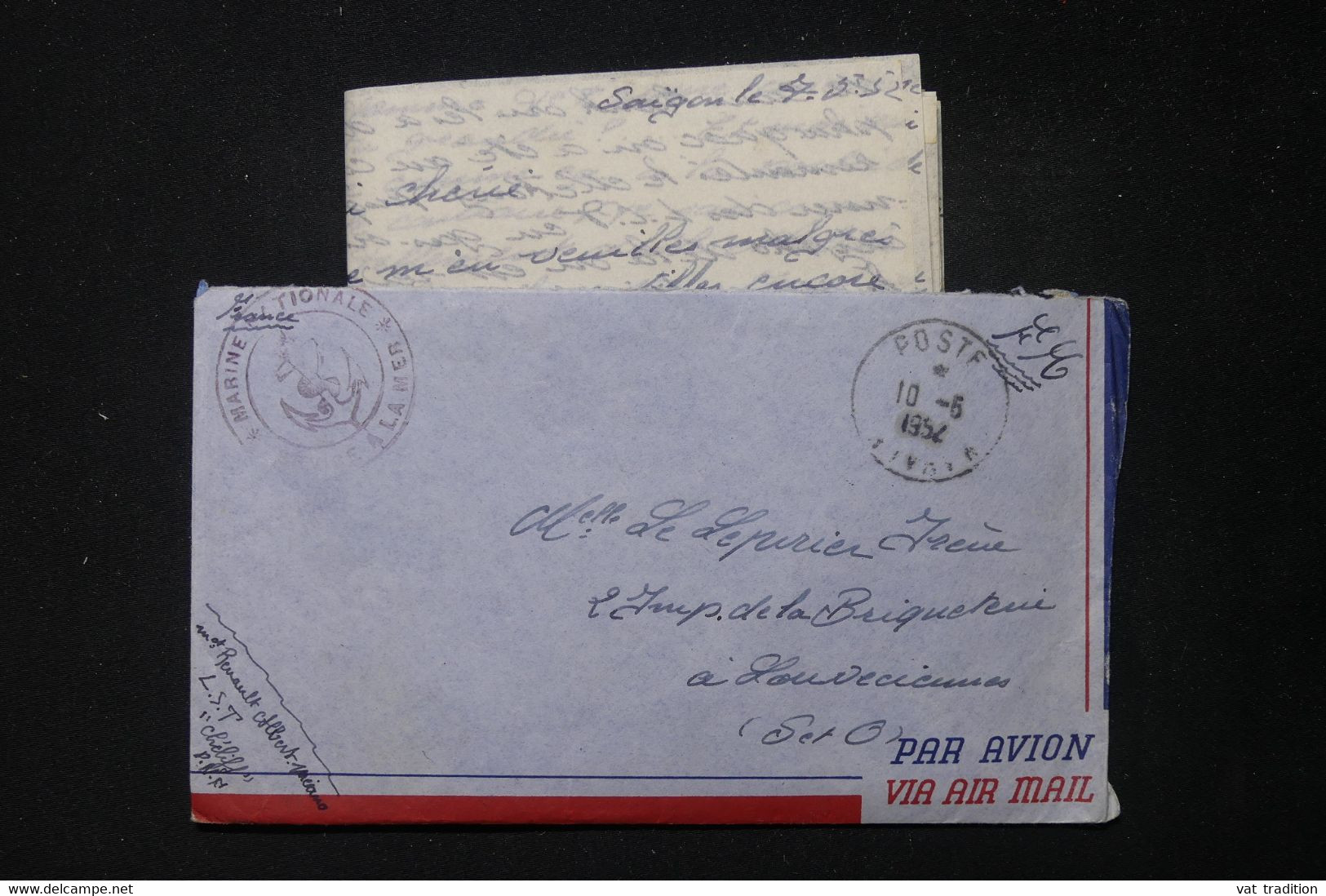 FRANCE / INDOCHINE - Enveloppe Avec Contenu D'un Marin En Indochine En 1952 Pour La France - L 83852 - Guerra De Indochina/Vietnam