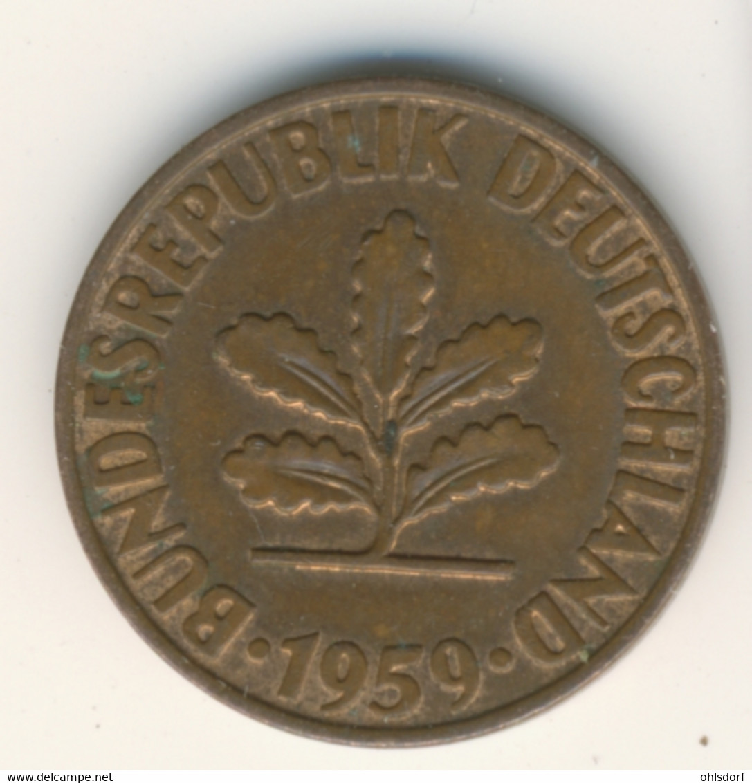 BRD 1959 D: 2 Pfennig, KM 106 - 2 Pfennig