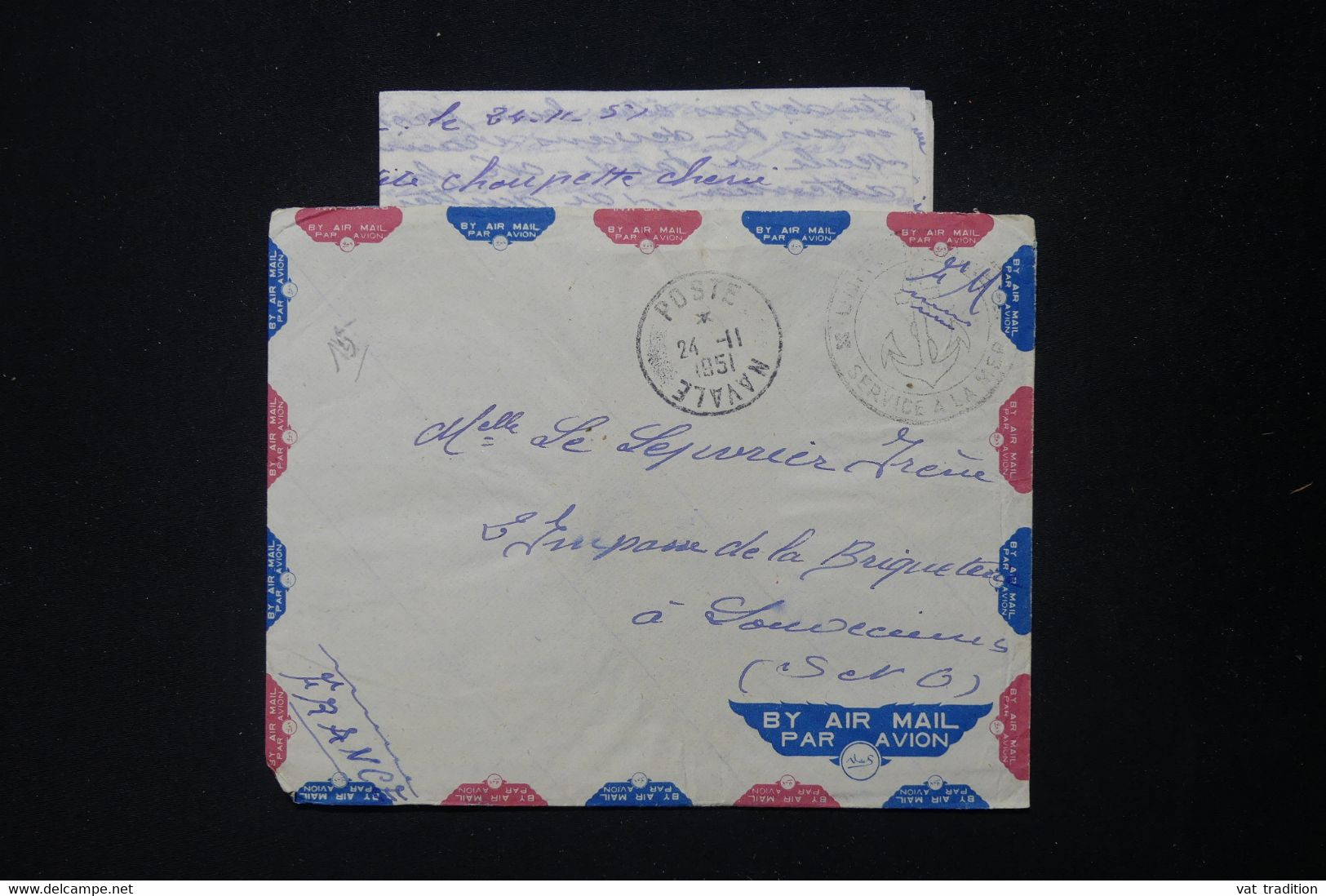 FRANCE - Enveloppe Avec Contenu D'un Marin En Indochine En 1951 Pour La France - L 83862 - Guerra De Indochina/Vietnam