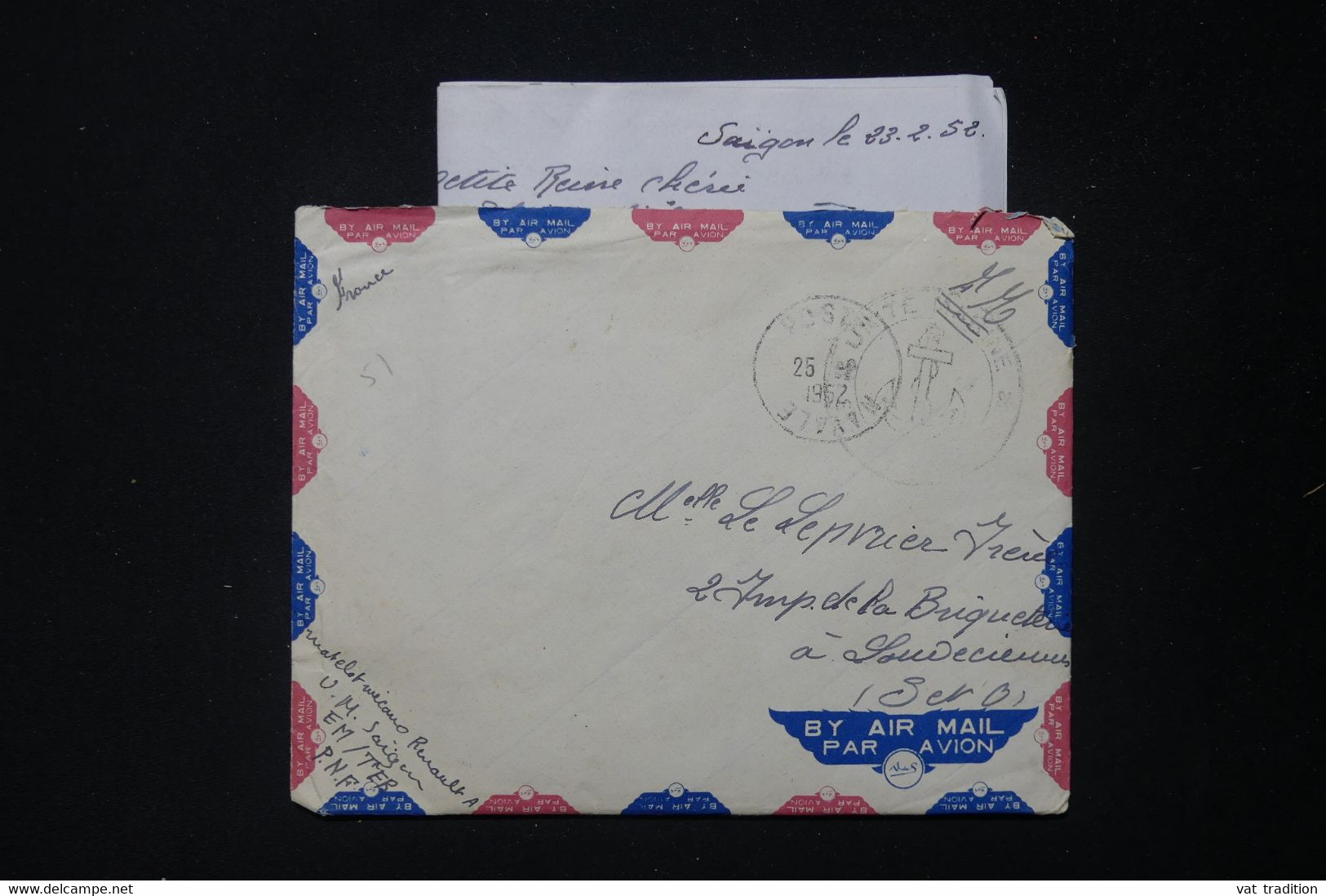 FRANCE - Enveloppe Avec Contenu D'un Marin En Indochine Pour La France En 1952 - L 83871 - Vietnamkrieg/Indochinakrieg