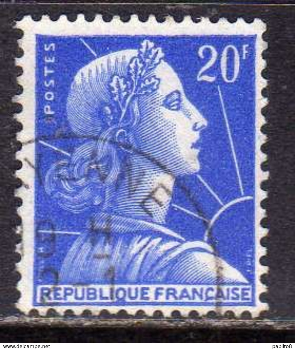 FRANCE FRANCIA 1955 1959 MARIANNE MARIANNA ALLA NEF 20f USATO USED OBLITERE' - 1959-1960 Maríanne à La Nef