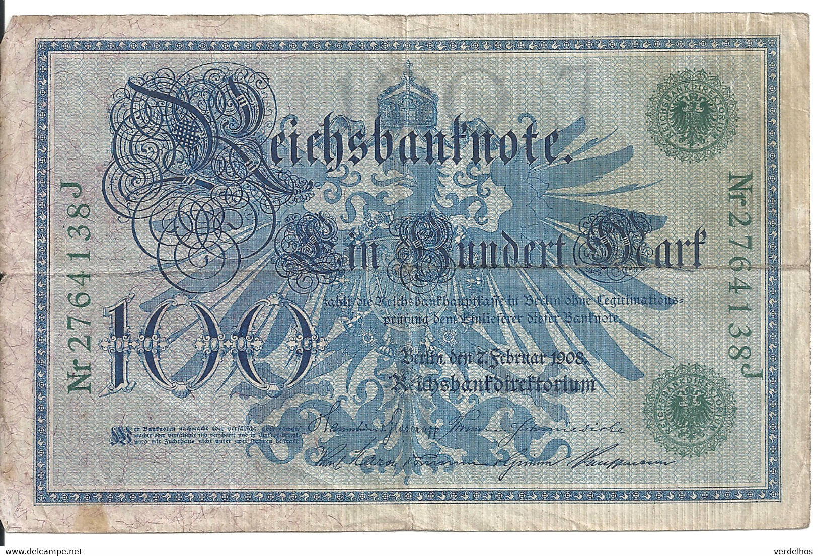 ALLEMAGNE 100 MARK 1908 VF P 34 - 100 Mark