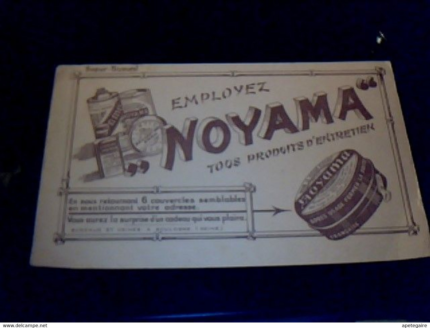 Vieux Papier Publicité Buvard Noyama Cirages,produits D'entretien Usines à Boulogne Seine - B