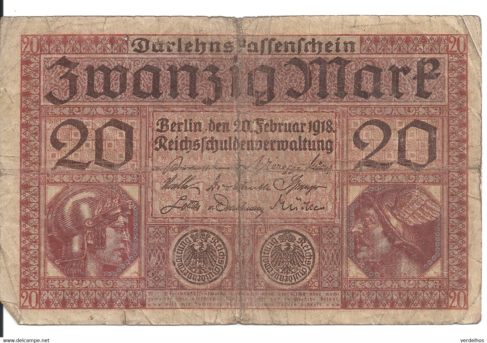 ALLEMAGNE 20 MARK 1918 VG+ P 57 - 20 Mark