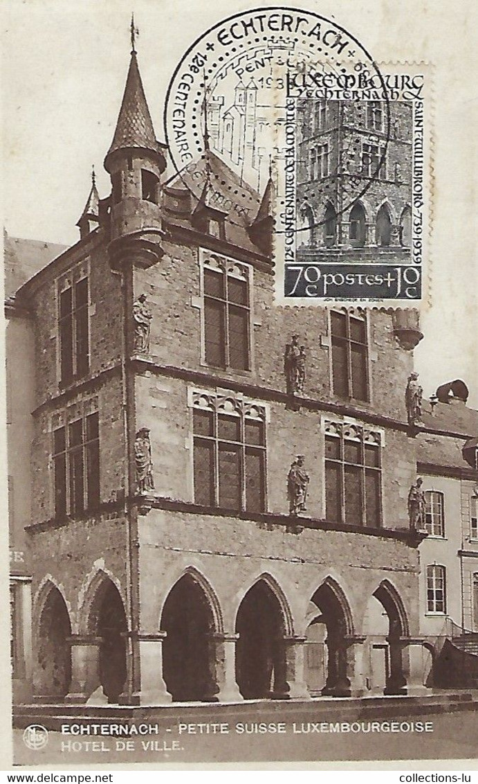 LUXEMBOURG - LUXEMBURG - Maximumkarte 1938  Echternach - Hôtel De Ville - Maximum Cards