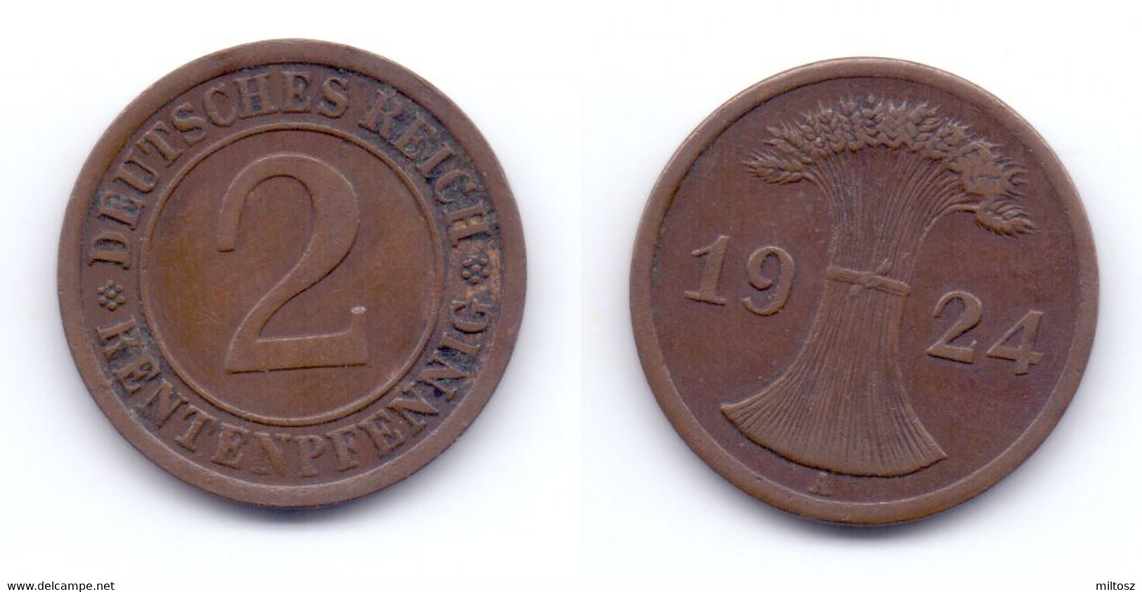 Germany 2 Rentenpfennig 1924 A - 5 Rentenpfennig & 5 Reichspfennig