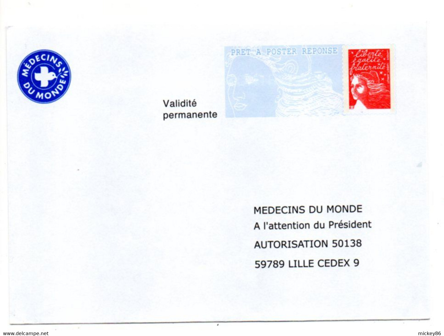 PAP Réponse Luquet--Entier "Médecins Du Monde"--Enveloppe Réponse PRIO - NEUF ..n° 0406768 - ............à Saisir - Prêts-à-poster:Answer/Luquet