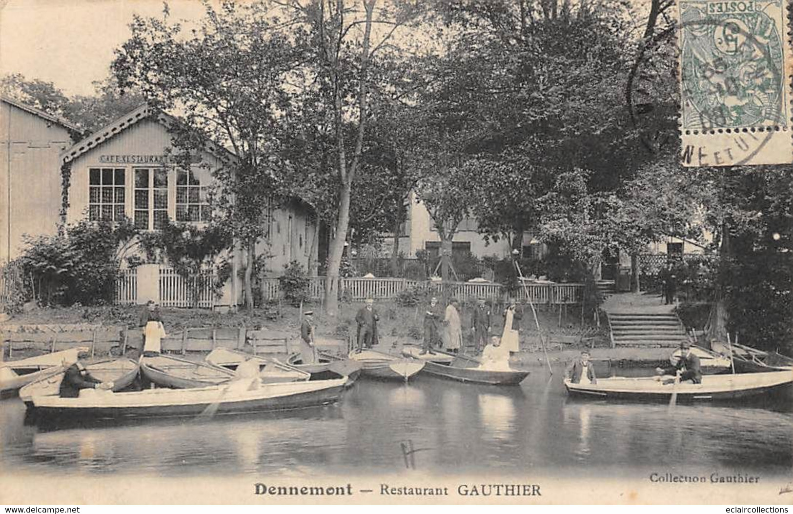 Follainville-Dennemont         78       Restaurant  Gauthier.  Petit Bras De La Seine. Barques.   (voir Scan) - Other & Unclassified