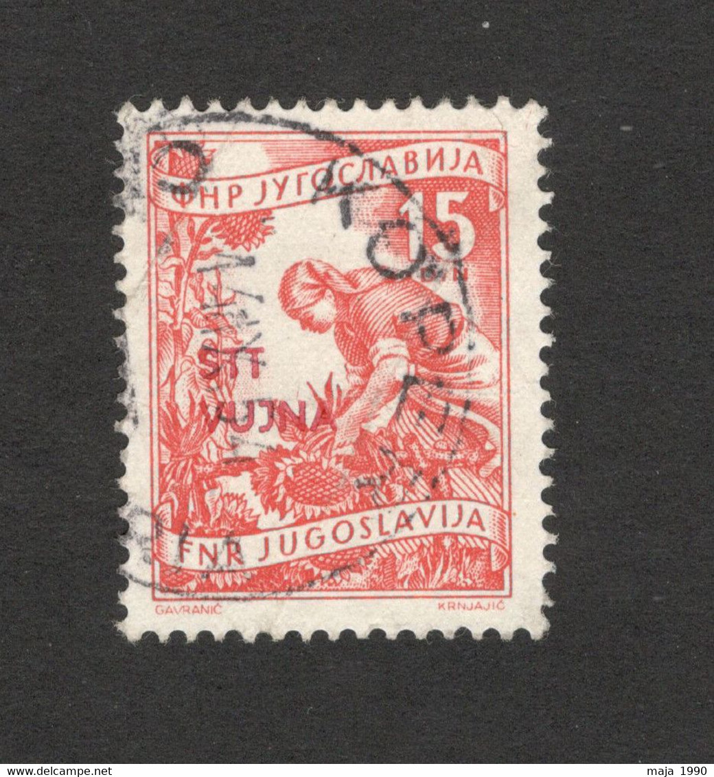 TRISTE B - STT VUJNA - YUGOSLAVIA - ITALY - USED STAMP , 15 Din. , Typ II - INDUSTRY - NICE POSTMARK "KOPER"  - 1953. - Usados