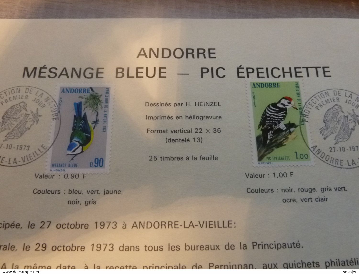 Andorre-la-Vieille - Protection De La Nature - Mésange Bleue Et Pic épeichette - Année 1973 - - Gebruikt