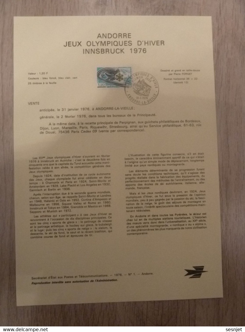 Andorre-la-Vieille - Jeux Olympiques D'Hiver Innsbruck - Année 1976 - - Used Stamps
