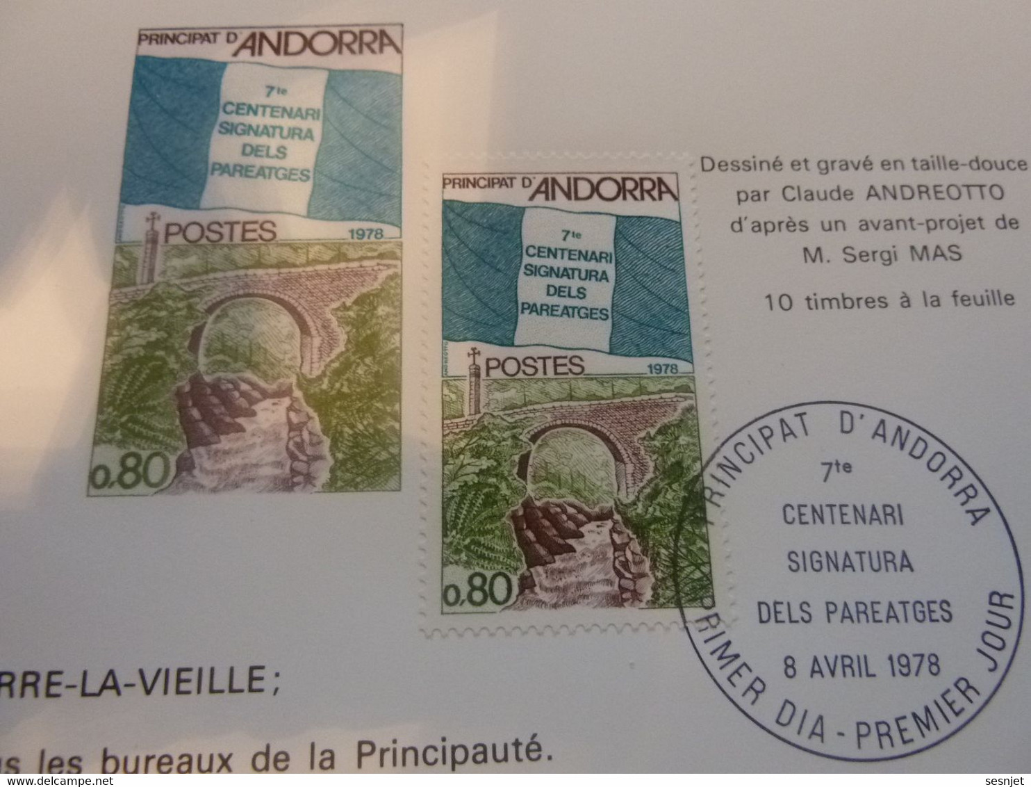 Andorre-la-Vieille - 7e Centenari Signatura Dels Pareatges - Année 1978 - - Usados