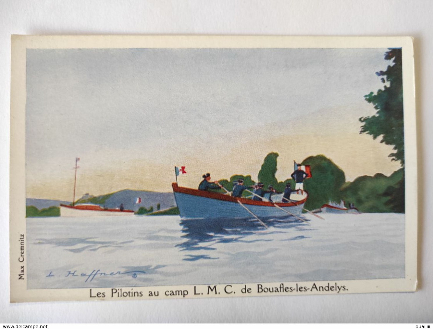 Cpa, Illustrateur Signé Haffner, Les Pilotins Au Camp L.M.C. De BOUAFLES Les Andelys - Haffner