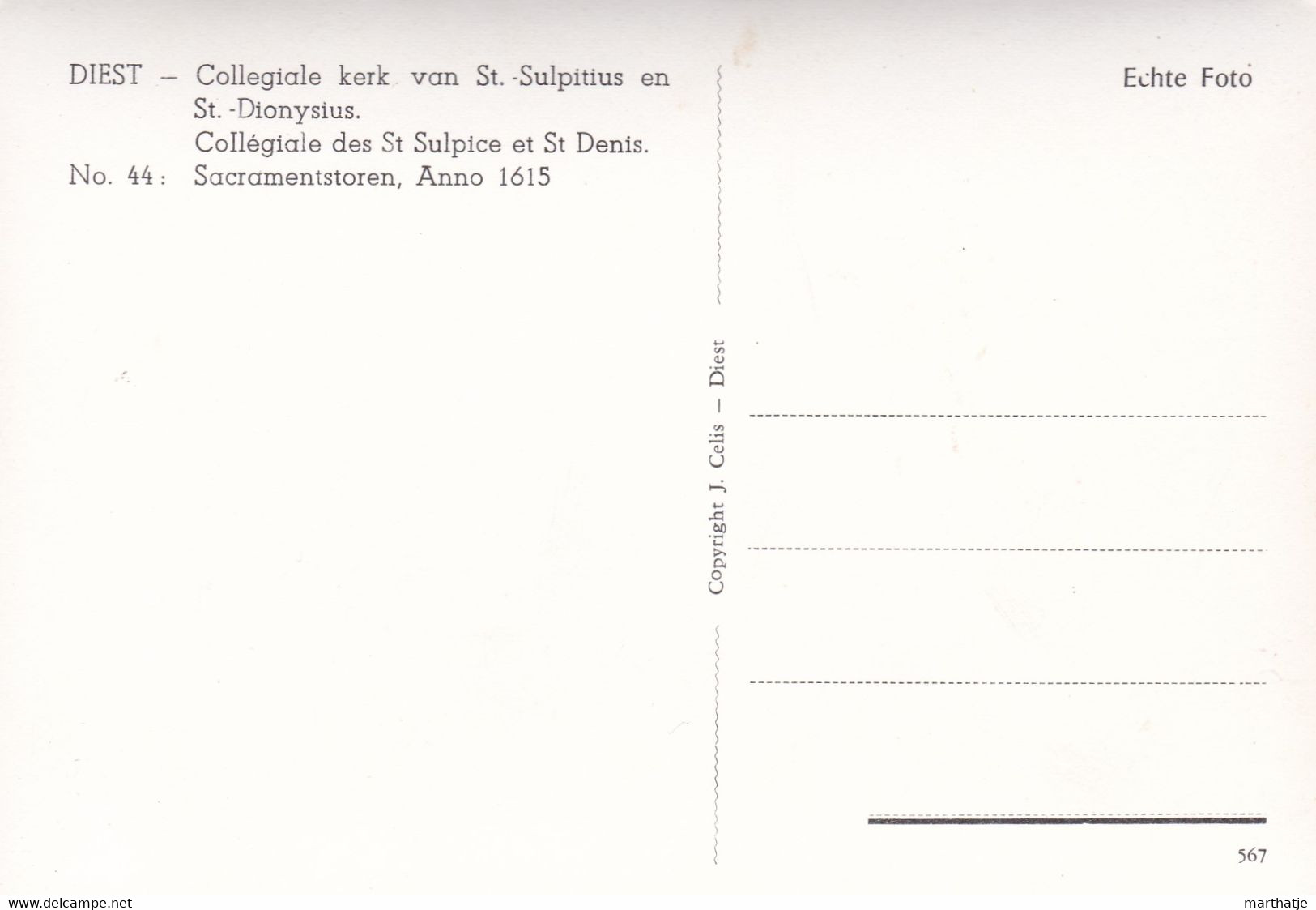 44 - Diest - Collegiale Kerk Van St.-Sulpitius En St.-Dionysius - Sacramentstoren, Anno 1615 - Collégiale Des St Sulpice - Diest