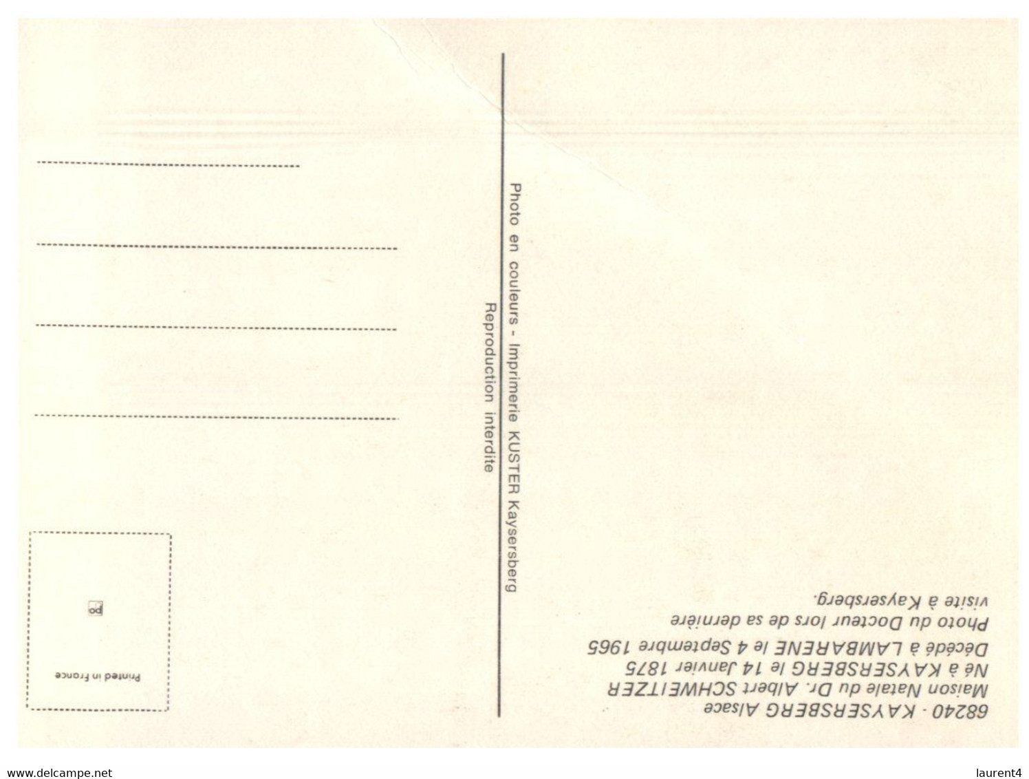 (DD 15) France - Maison Natale Du Dr Albert Schweitzer (received Nobel Prize Peace 1952) - Nobelpreisträger