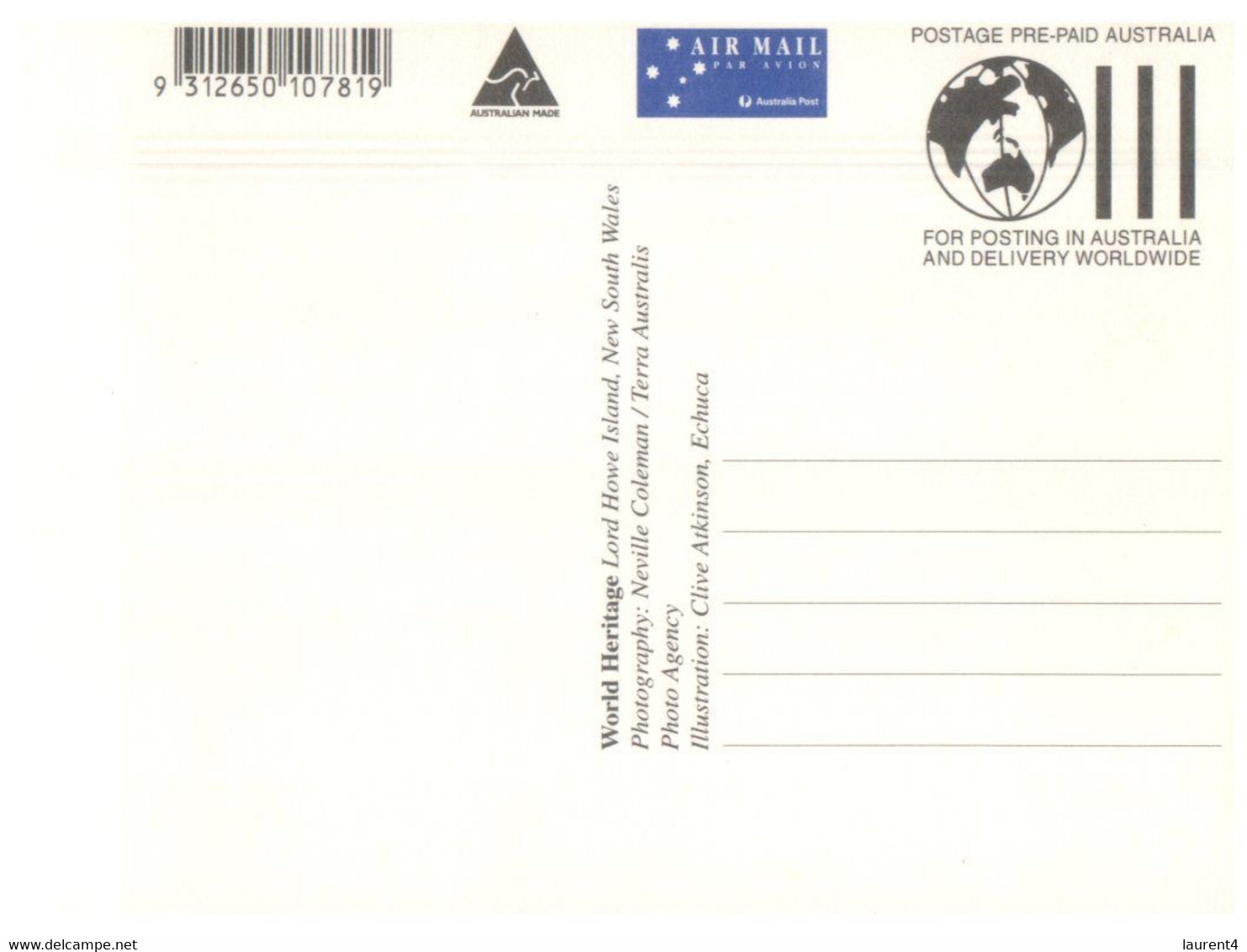 (DD 19) Australia - Lord Howe Island (maxicard) Can Be Used For POSTAGE To Anywhere In The World ! - Maximumkarten (MC)