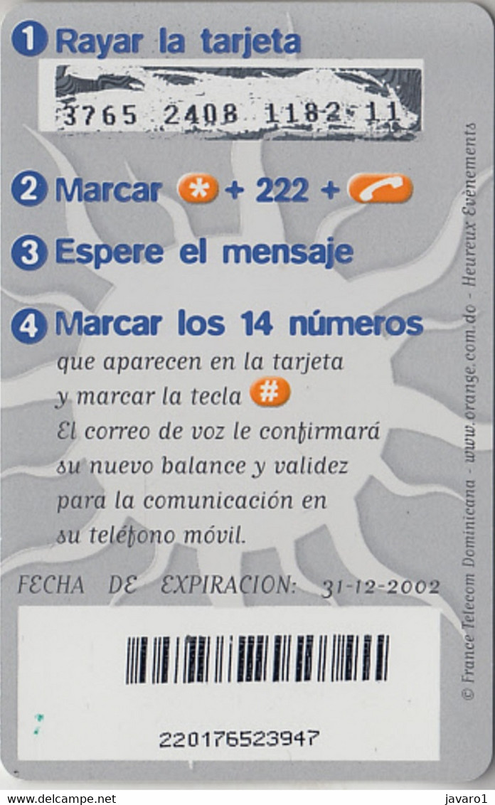 ORANGE : OR-03B 275+25 Sun-card USED Exp: 01-06-2002 - Dominicana