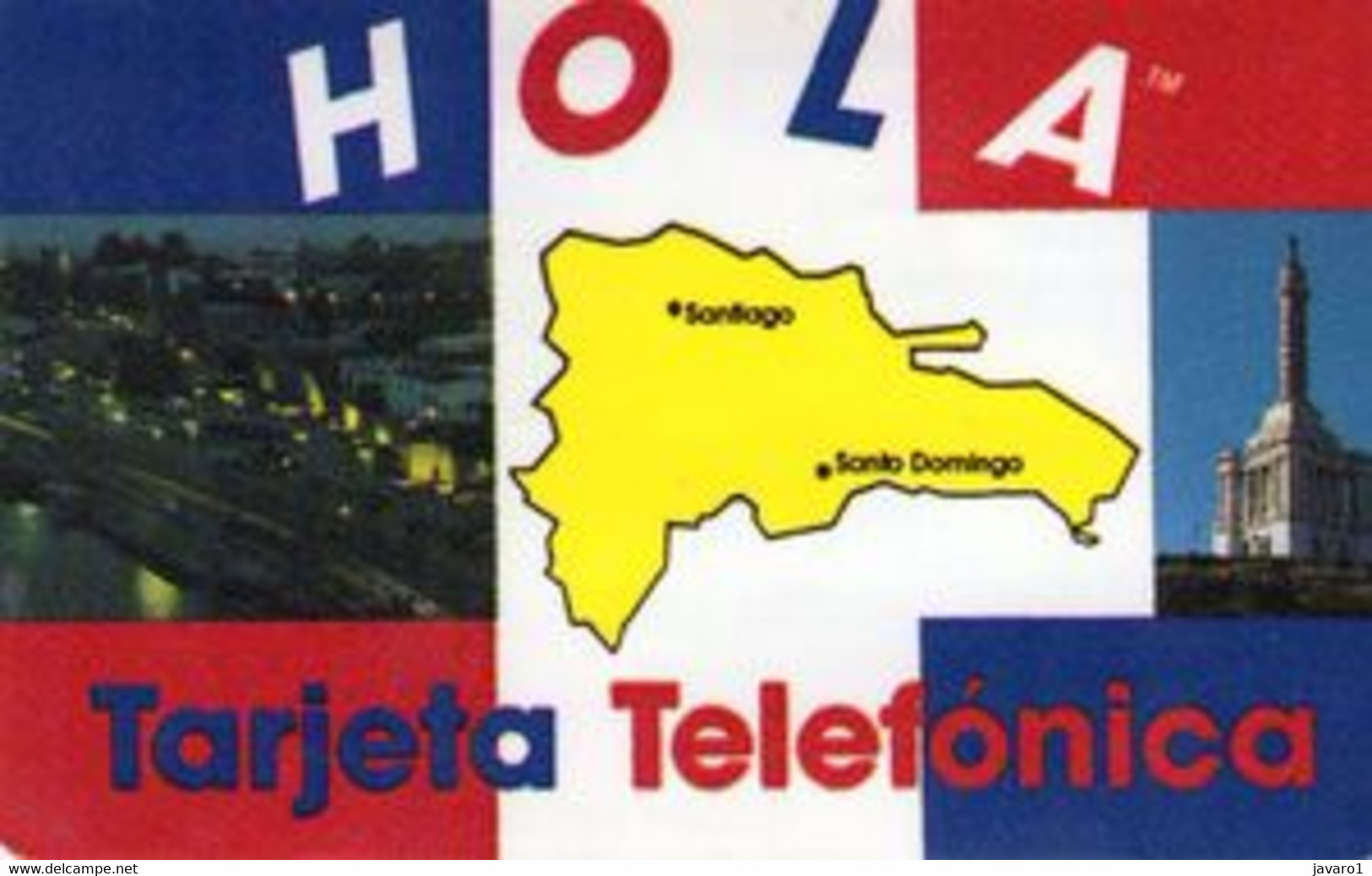 HOLA : DMH08B $100 HOLA Malecon+map+view (paper) USED - Dominik. Republik